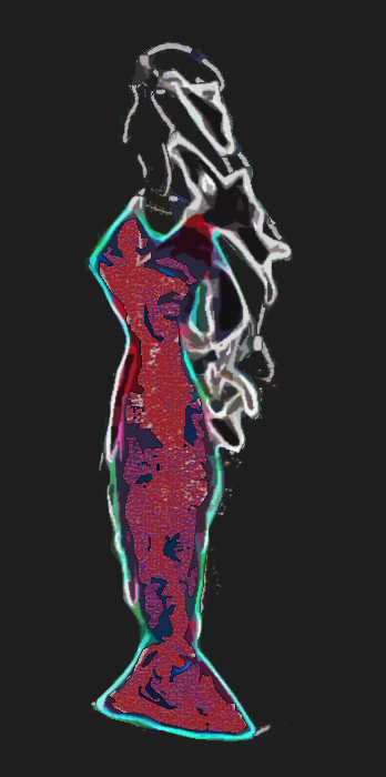 Gespenst in rotem Kleid