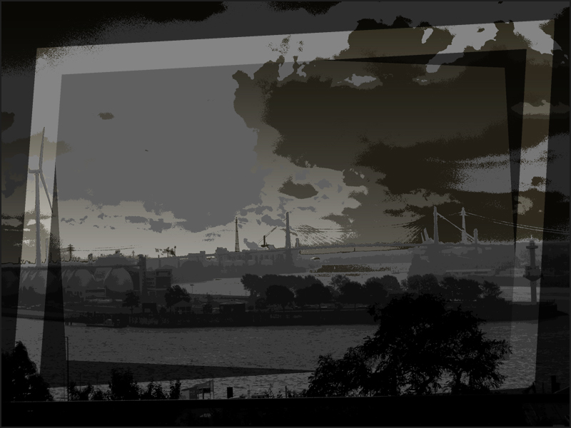 Hafen Hamburg mit Koehlbrandbruecke und Windrad