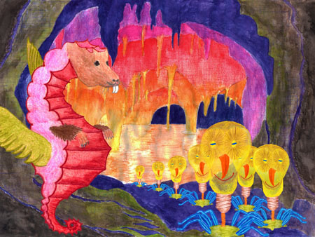 Bewohnerinnen der Tropfsteinhoehlen auf Schnapsidee, residents of the flowstone caves on Pranks, habitantes de las cuevas en Embrollo