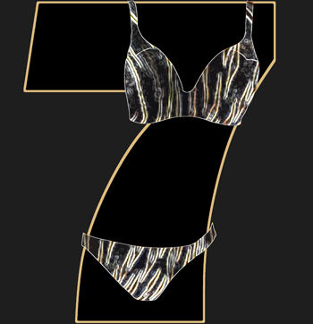 Die Ziffer 7 im Tigerbikini